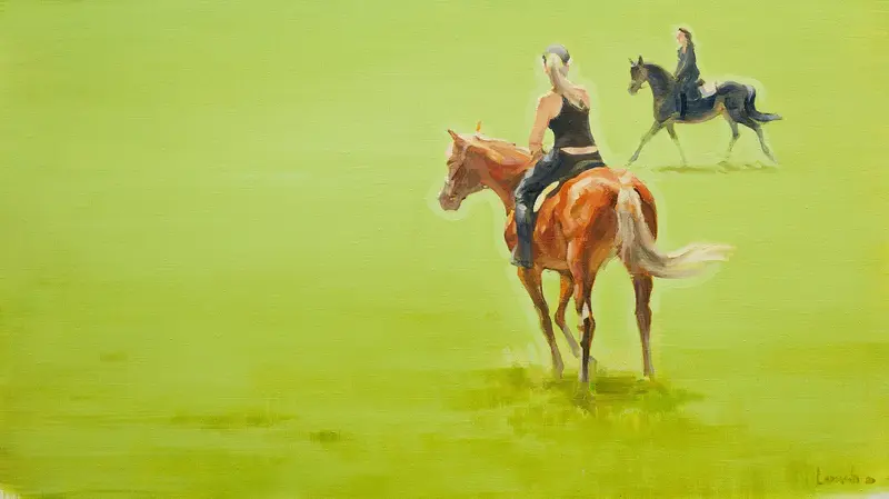 Oljemålning Two Riders av Alexander Levich