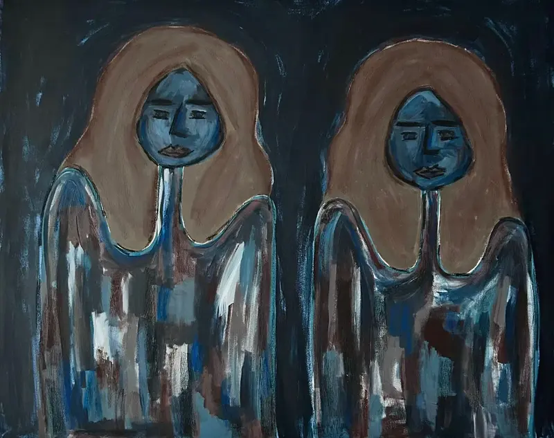 Akrylmålning Echoes Between Us av Selma Dedić