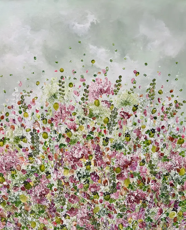 Akrylmålning PINK PETALS av Anna Artistockholm Brandt