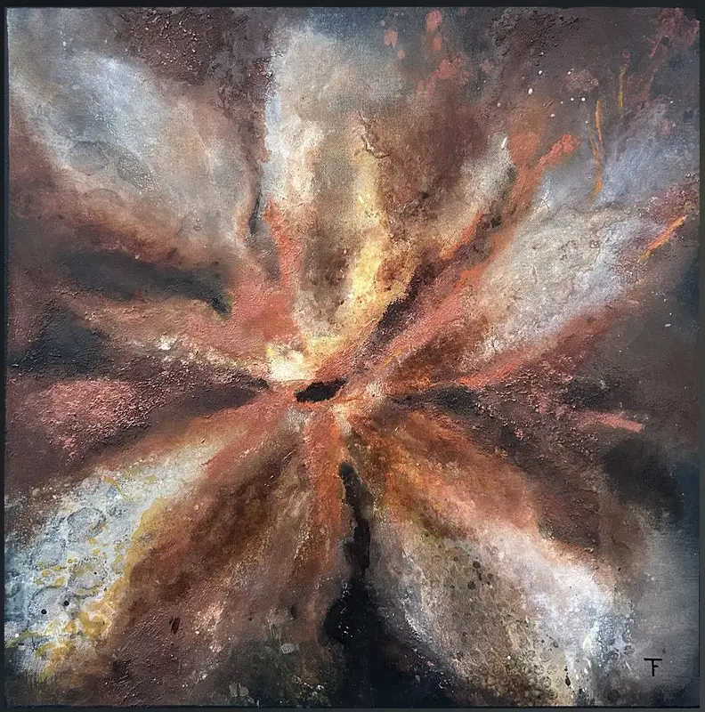 Akrylmålning Rymdblomma av Tina Fornbrandt