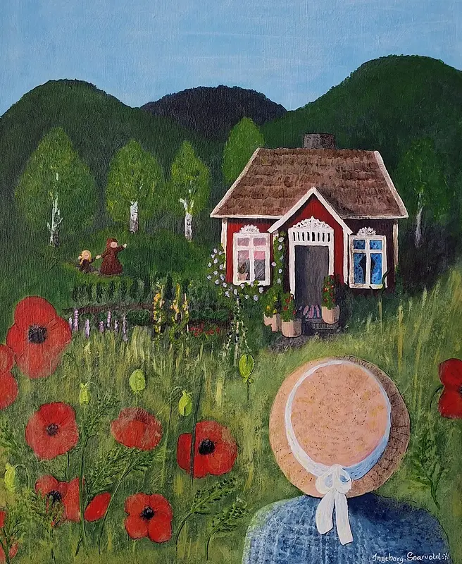 Akrylmålning Hemlängtan av Ingeborg Snarvold