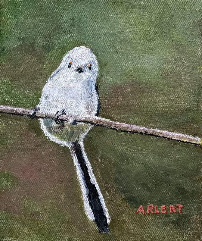 Oljemålning Stjärtmes av Bertil Arlert