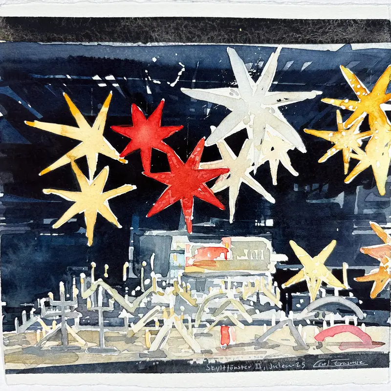 Akvarell Skyltfönster II av Carl Erasmie