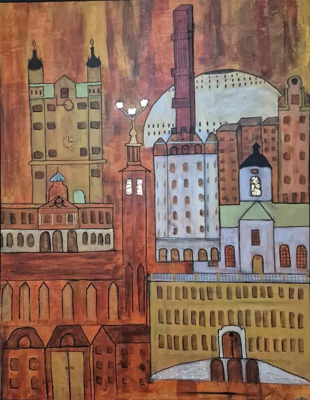 Akrylmålning Stockholm av Petra Nord