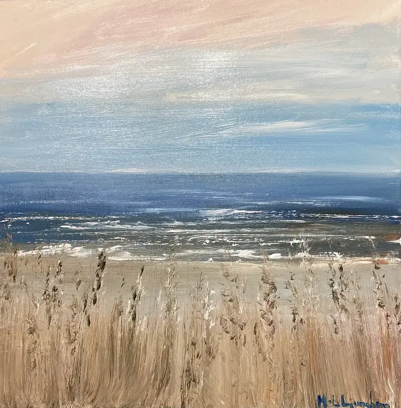 Akrylmålning Vinterstrand av Marie-Louise Ljungberg