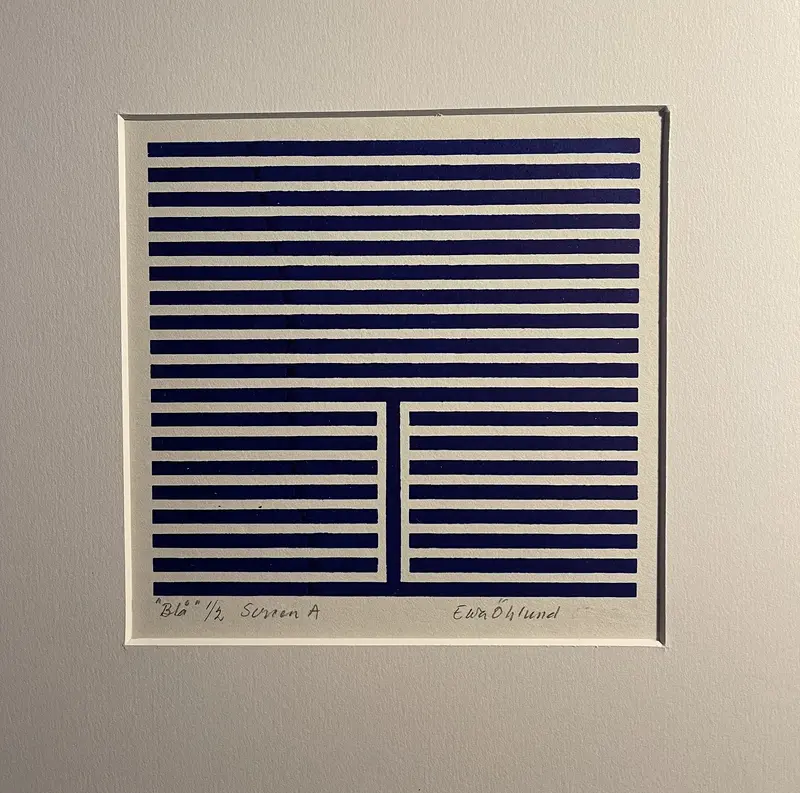 Blå med vit, syrafri passepartout av Ewa Öhlund