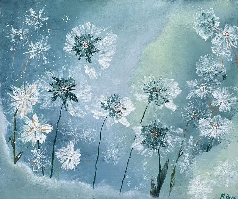 Akrylmålning Do Flowers Grow in the Sky? av Maria Berg