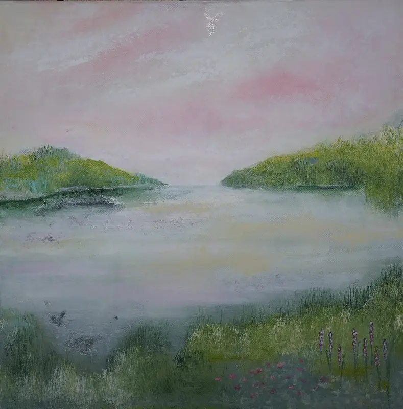 Akrylmålning Morgondis av Gill Belander