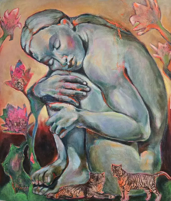 Akrylmålning Tiden då tigrar var tigerungar. av Lana BLINK