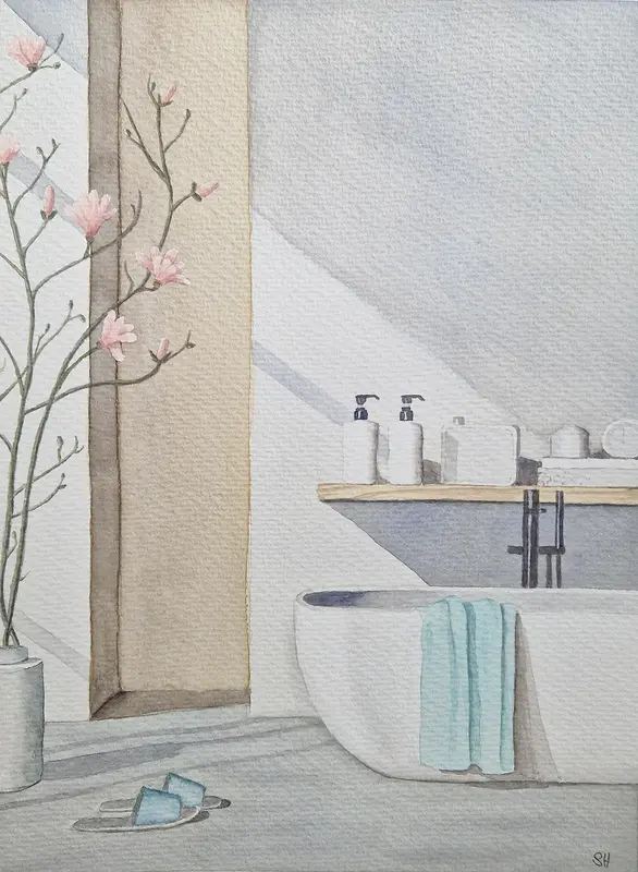 Akvarell Morgonljus av Susanne Hagemark