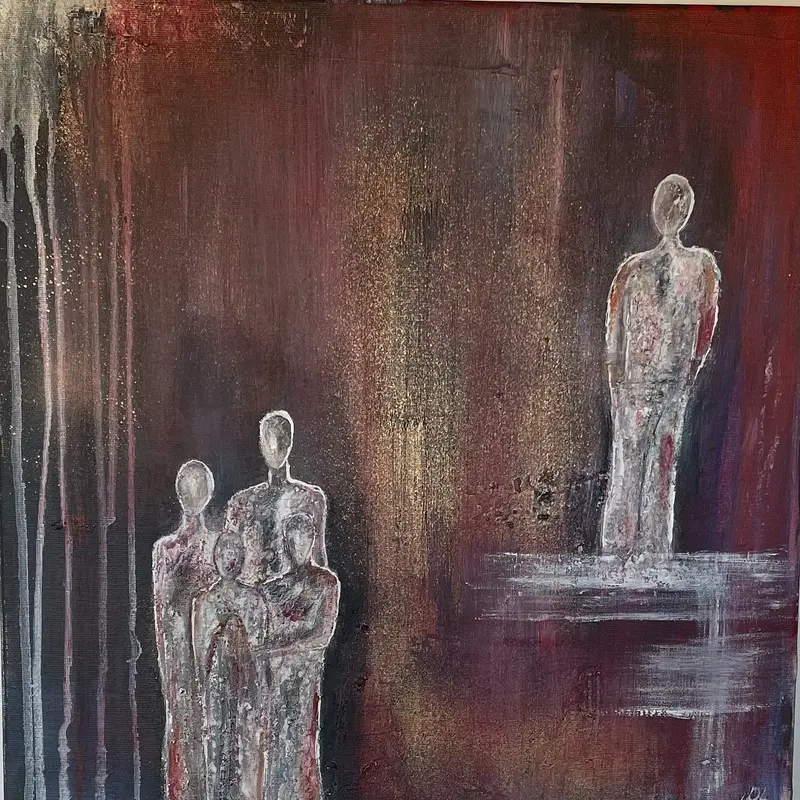 Akrylmålning Among them elsewhere av Donna Lee Johansson