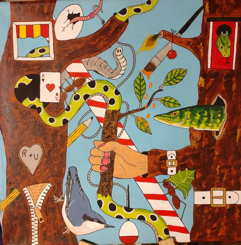 Akrylmålning Ess högt av Roger Karlsson