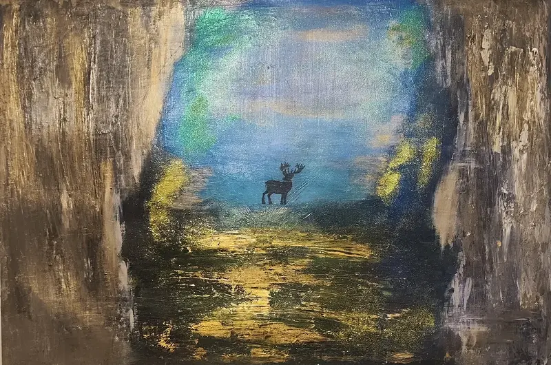 Akrylmålning Deer av Nathalie Eklund