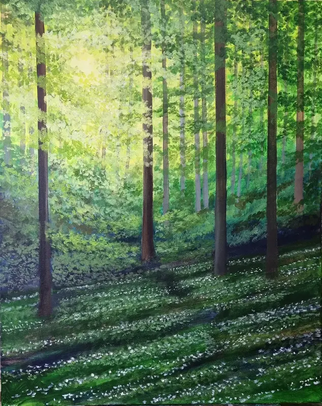 Akrylmålning Vårgrönska av Anna Jormin