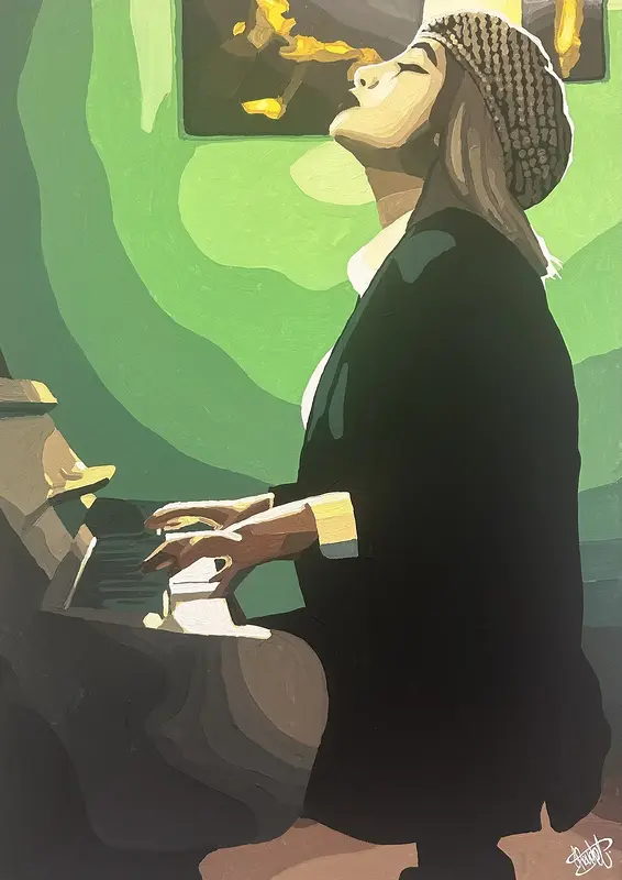 Akrylmålning Pianisten av Christian Prändel