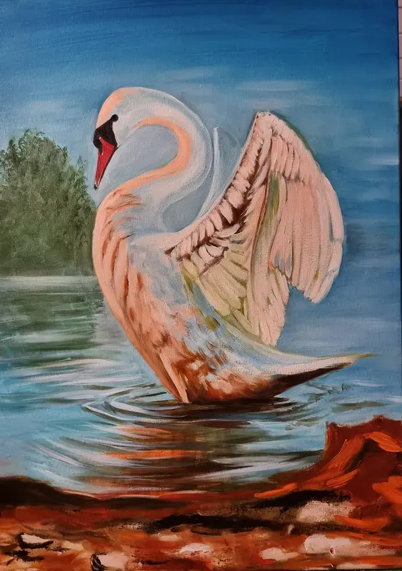 Oljemålning The Swan av Annika Blomberg