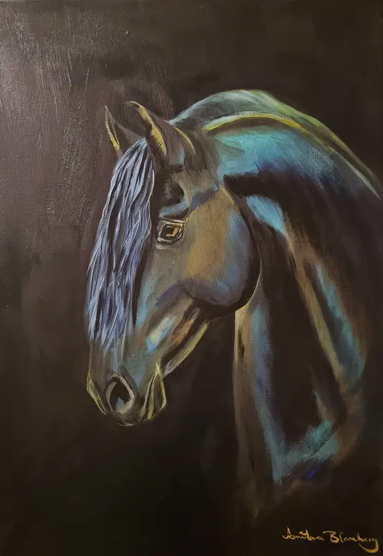 Oljemålning Black on black av Annika Blomberg