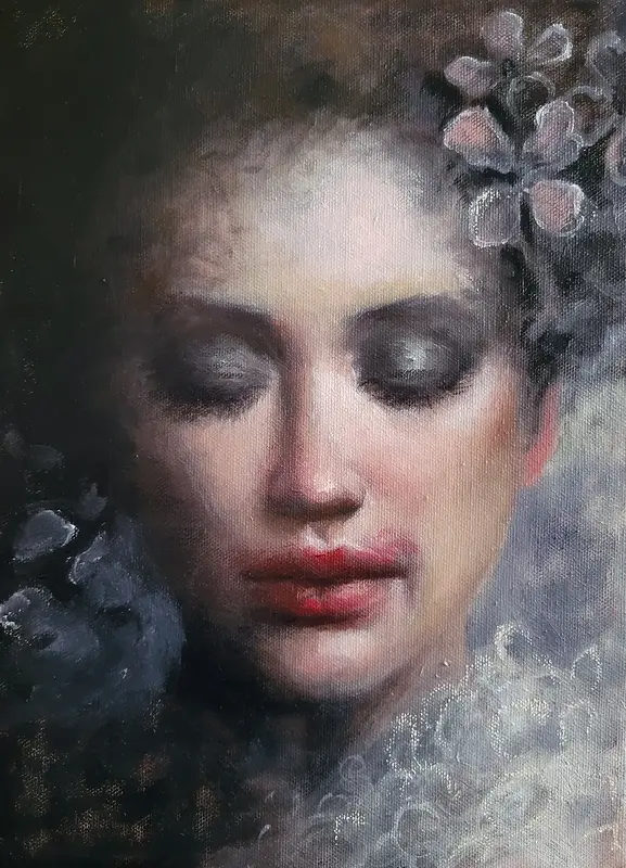 Oljemålning Melancholy av Malin Östlund