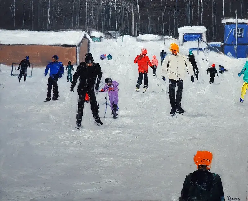 Oljemålning Vinterlandskap av Yuanyuan Liu