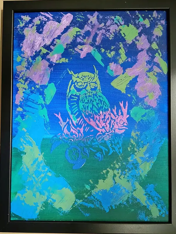 Akrylmålning Magisk uggla av Biljana Teletina