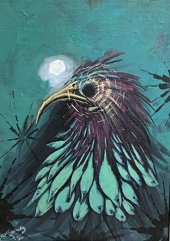 Akrylmålning Fågel, fisk eller… av Peter Grönberg