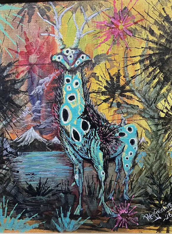 Akrylmålning Hjortdjur 2 av Peter Grönberg