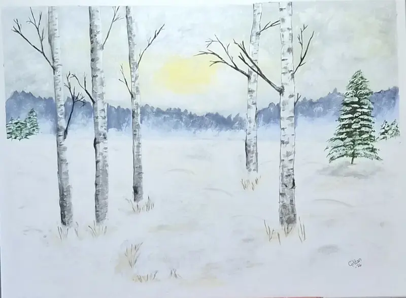 Akrylmålning Vinter av Gittan Hellström