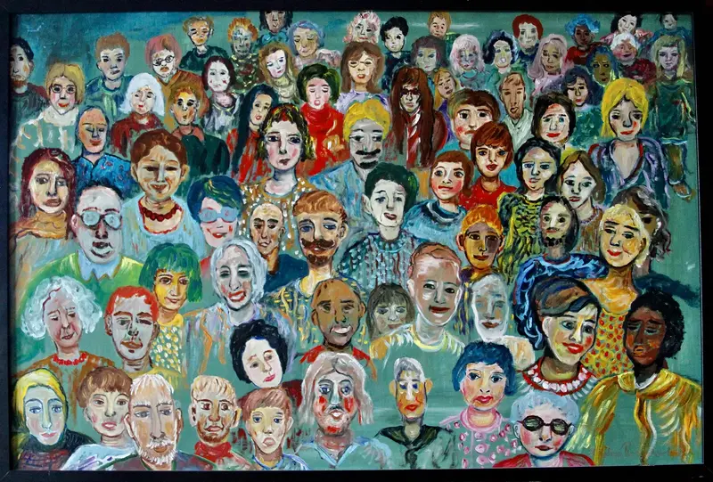 Oljemålning Vi alla. av Kristina Rosenbecker