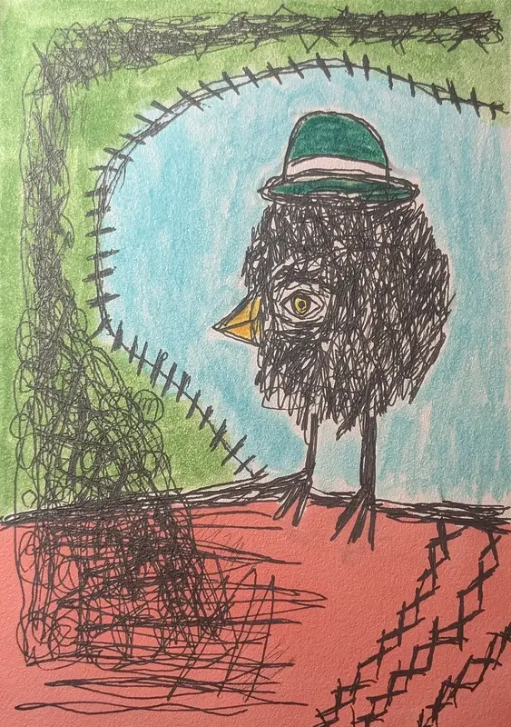 Fågel i hatt av Mikael Jonsson
