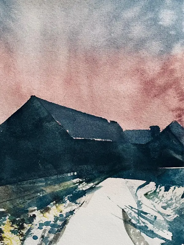 Akvarell Mot kvelden av J Gita Hansen