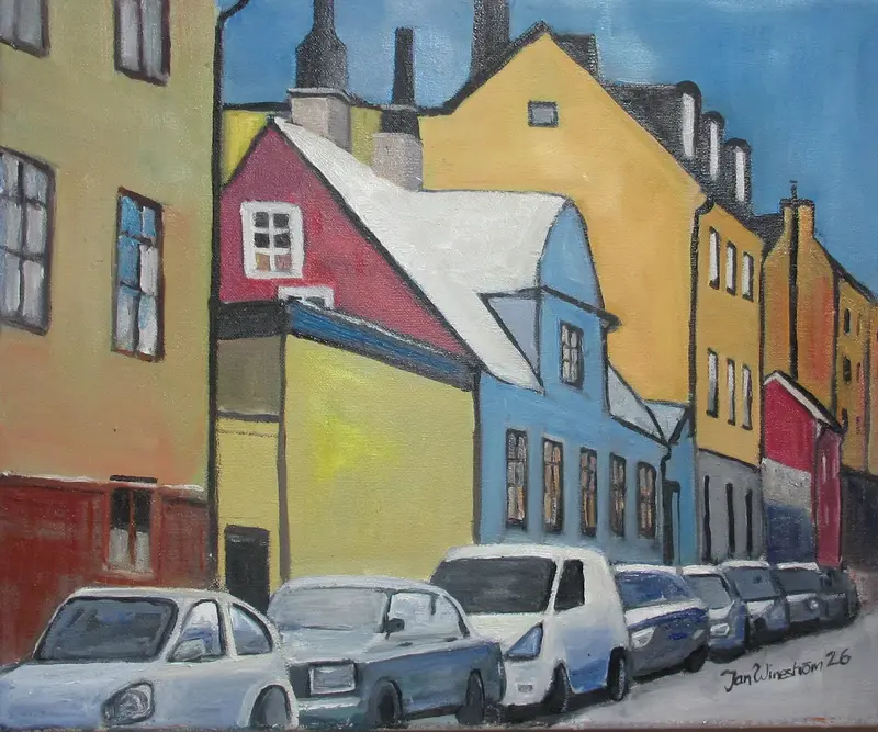 Oljemålning Fjällgatan av Jan Wineström