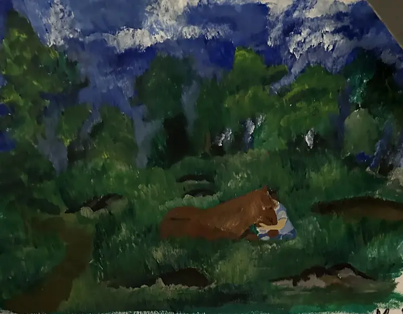 Akrylmålning Vincent och dotter av Maria Sköld