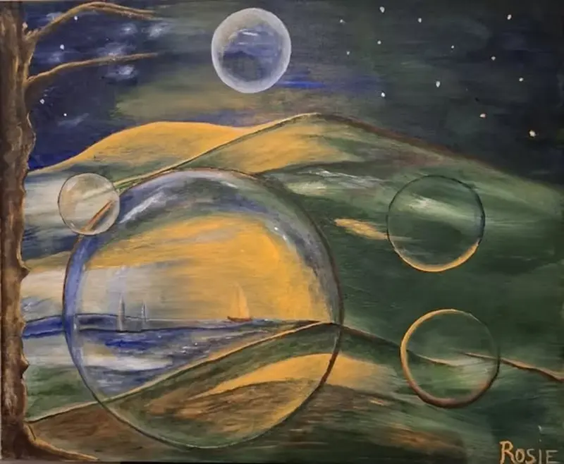 Akrylmålning Let the stillness begin av Rosie-VedicArt Nordstrand