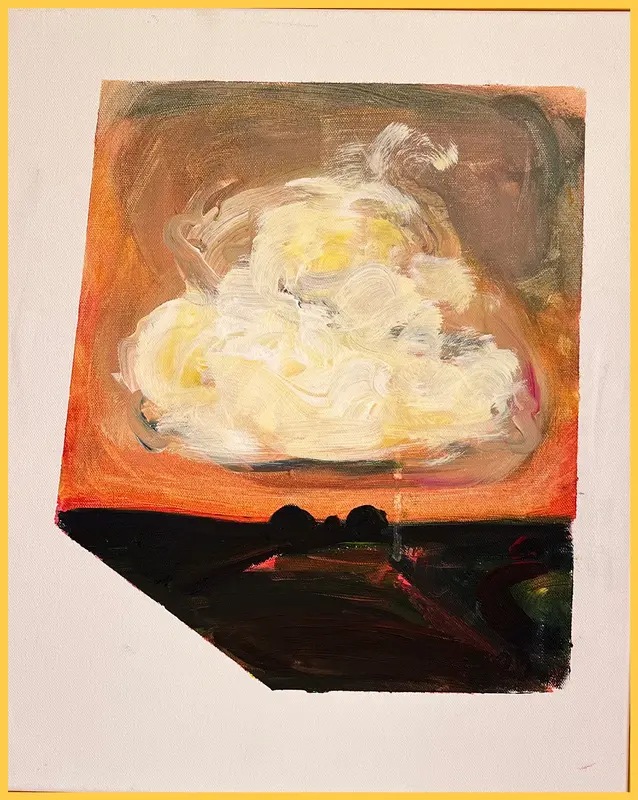 Akrylmålning Skåne solnedgång av Elisa Pålsson