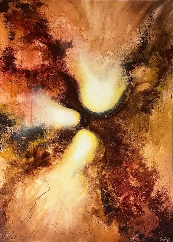 Akrylmålning Burning Bright av Caitlin Berchy