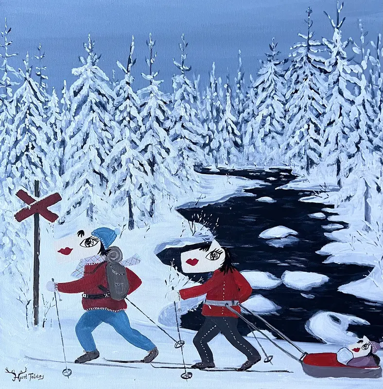 Akrylmålning Kalven runt av Catarina Hjort Tolstoy