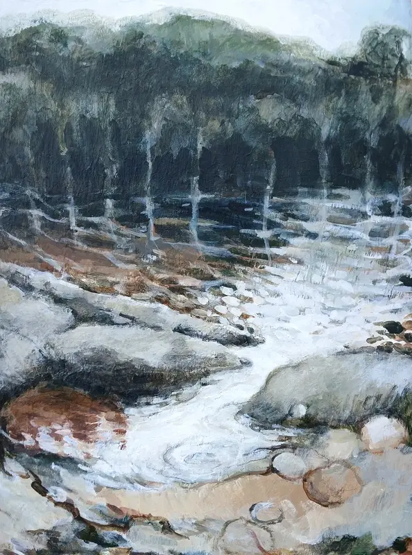 Akrylmålning Lake in the winter av Rebecca Landmér