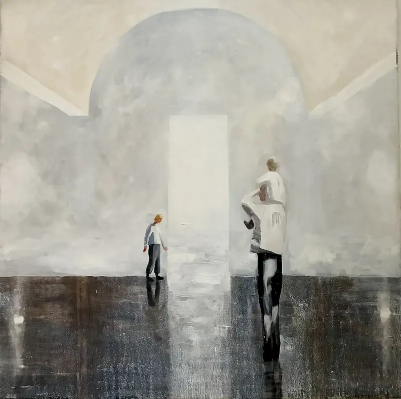 Oljemålning Ljuset i det vita galleriet av Josefin Gustafsson