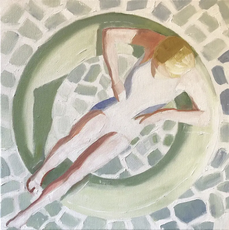 Oljemålning Badaren IX av Josefin Gustafsson