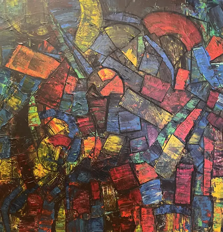 Akrylmålning Fragment of Motion av Kerstin Kinman