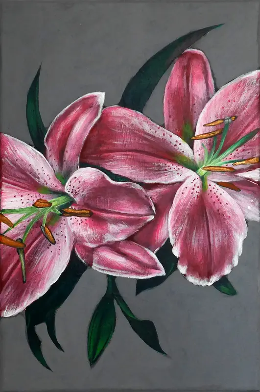 Akrylmålning Lilies av Gareth A. Rychter