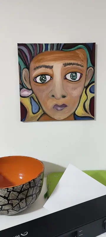 Oljemålning Låt mig fundera... av Evelyn Haage