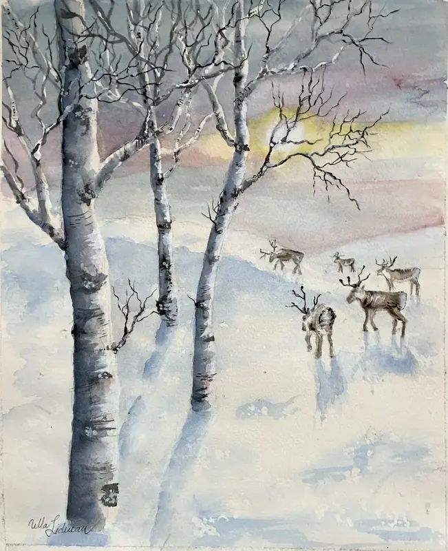 Akvarell Ren natur av Ulla Lidman