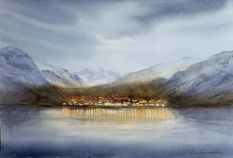 Akvarell Spegling av Lena Bovin Adolfsson