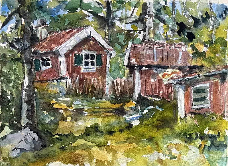 Akvarell Vy från Wämö av Iréne Viberg