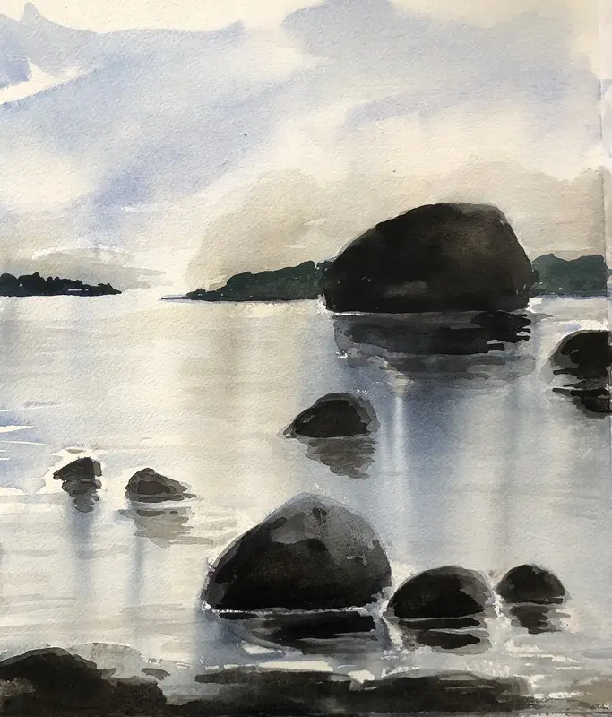 Akvarell Sydöstra skärgården Blekinge av Iréne Viberg