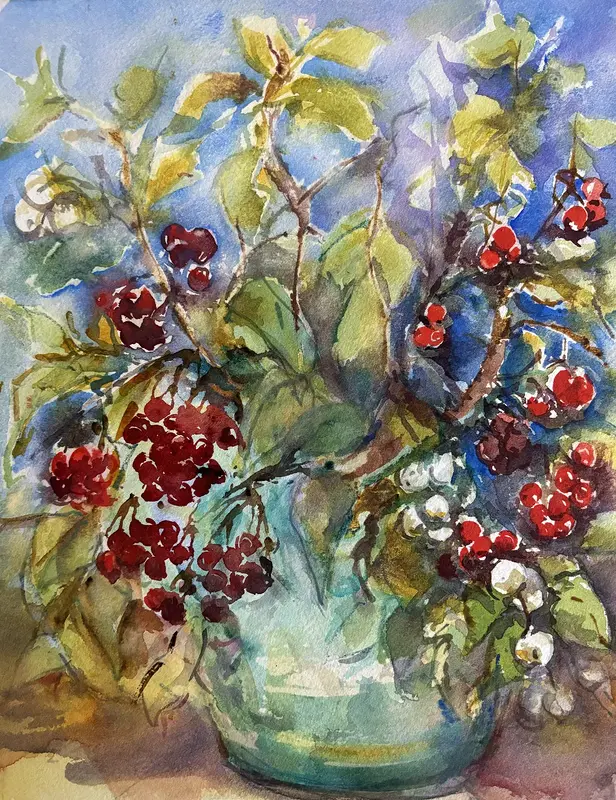 Akvarell De är nog sura sa räven av Iréne Viberg