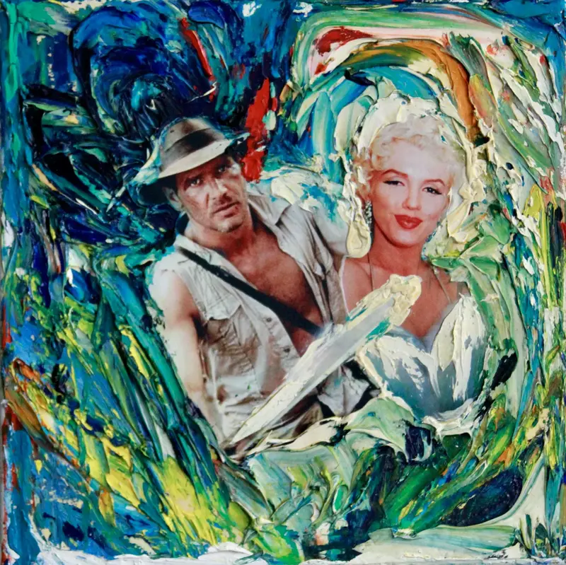 Oljemålning Marilyn & Indy i Passionerad Olja av Kristina Rosenbecker