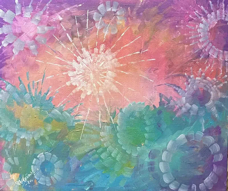 Akrylmålning När jag stänger mina ögon av Peter Grönberg