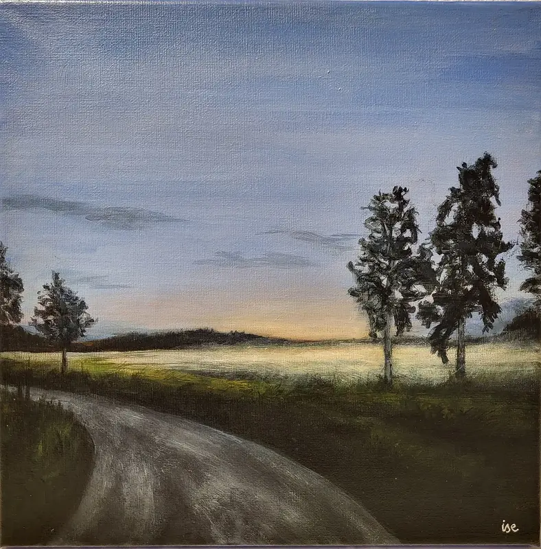 Akrylmålning Sommarkväll i Stöcksjö av Ise (Liselotte) Lindh Fahlström